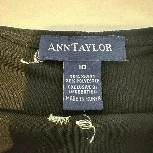 Ann Taylor Black Sheath Dress with embroidered white flowers (size 10) - Picture 6 of 7